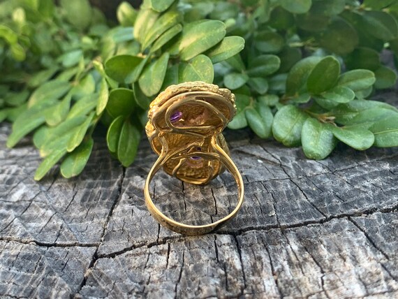 Yellow Gold Amethyst Ring, Amethyst Statement Rin… - image 8