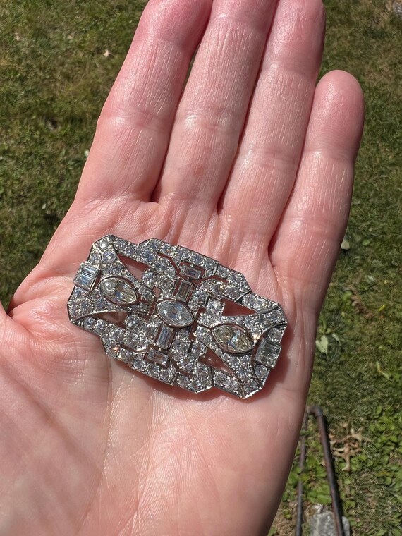 Art Deco Diamond Brooch, Deco Diamond Pin, Diamon… - image 4