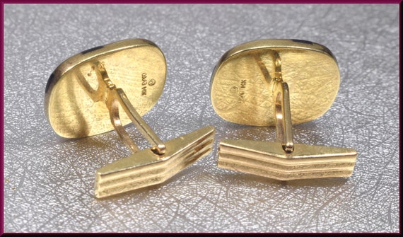 Enamel Cufflinks Gold Cufflinks Black Enamel Cuff… - image 4