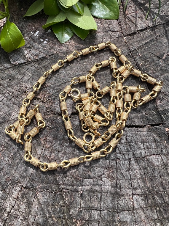 Barrel Link Chain,  Long Gold Chain, Long Layering