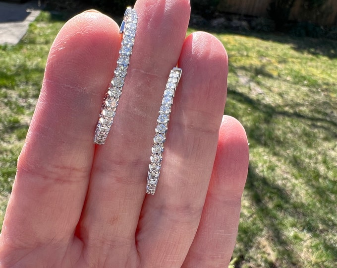 Diamond Hoop Earrings, Diamond Gold Hoops, Diamond Hoops