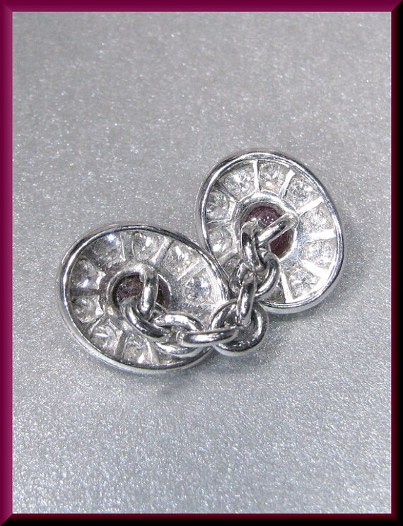 Vintage Platinum Diamond and Ruby Double Sided Me… - image 3