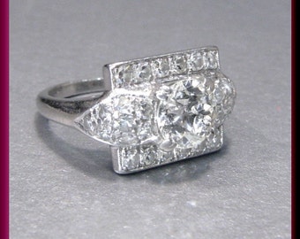 Art Deco Engagement Ring Antique Engagement Ring Art Deco Ring Alternative Ring Statement Ring Vintage Ring Filigree Ring Platinum Ring