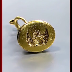 Antike Vintage viktorianische 15K Gelbgold Herren geflügelte Pferdeuhr Fob - M 101
