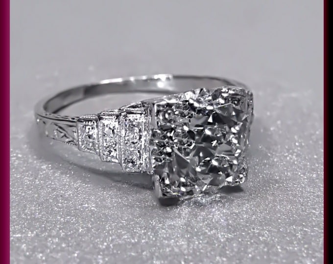 Art Deco Engagement Ring Antique Engagement Ring Statement Ring Alternative Engagement Ring Art Deco Ring Filigree Ring Platinum Dainty Ring