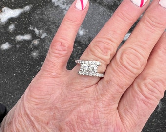 Diamond ByPass Ring, Diamond 2 Stone Ring, Alternative Engagement Ring