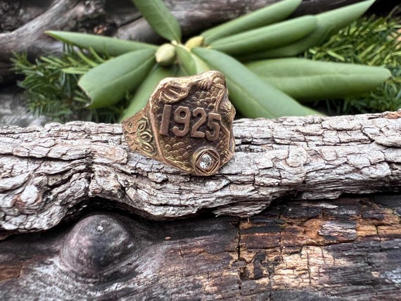 Art Deco Signet Ring, Gold Signet Ring, 1925 Signet Ring