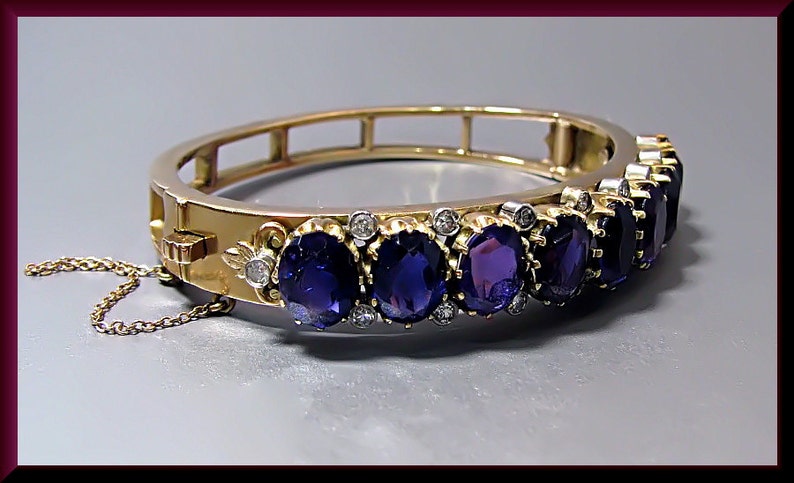 Amethyst Bangle, Amethyst Bracelet, Amethyst and Diamond Bangle image 3