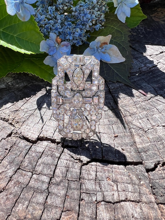 Art Deco Diamond Brooch, Deco Diamond Pin, Diamon… - image 5