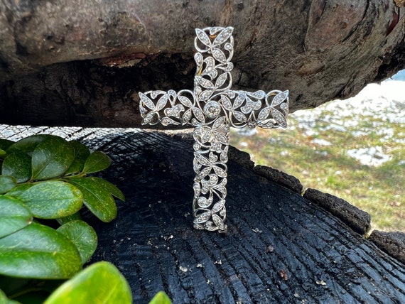 Edwardian Cross, Diamond Cross, Platinum Cross, L… - image 4