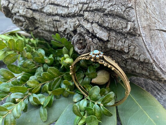 Gold and Opal Bangle, Opal Bangle, Opal Flower Ba… - image 4
