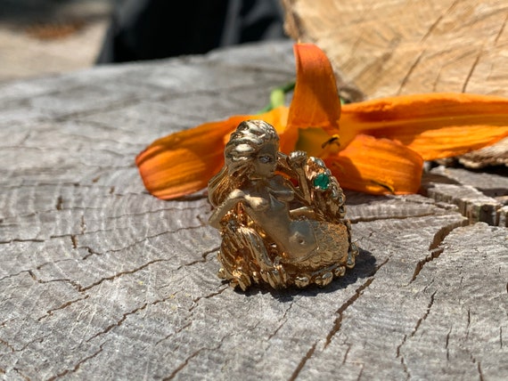 Gold Mermaid Ring, Large Mermaid Ring