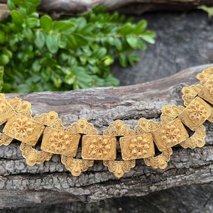 Wide Gold Bracelet, Chunky Gold Bracelet, Wide Flower Bracelet image 1