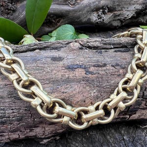 Chunky Gold Necklace, Wide Gold Necklace, Circle Link Chain, Thick Gold Chain, Bold Gold Chain