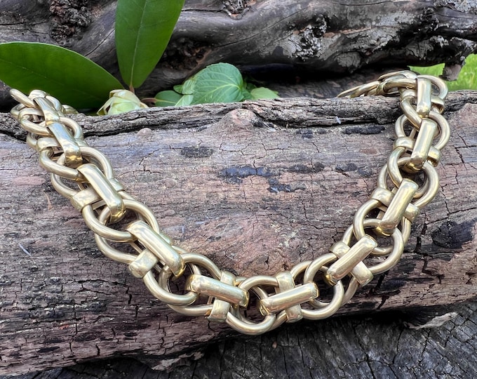 Chunky Gold Necklace, Wide Gold Necklace, Circle Link Chain, Thick Gold Chain, Bold Gold Chain
