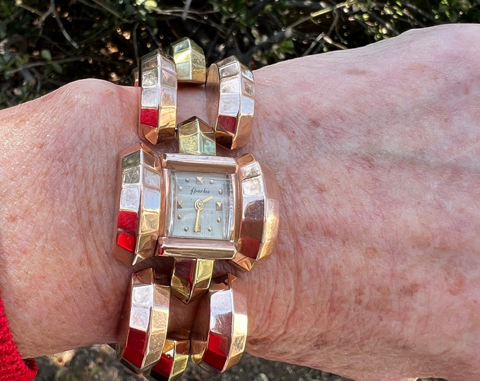 Rose Gold Chunky Link Watch, Gold Retro Watch, Chunky Link Watch, Chunky Link Bracelet