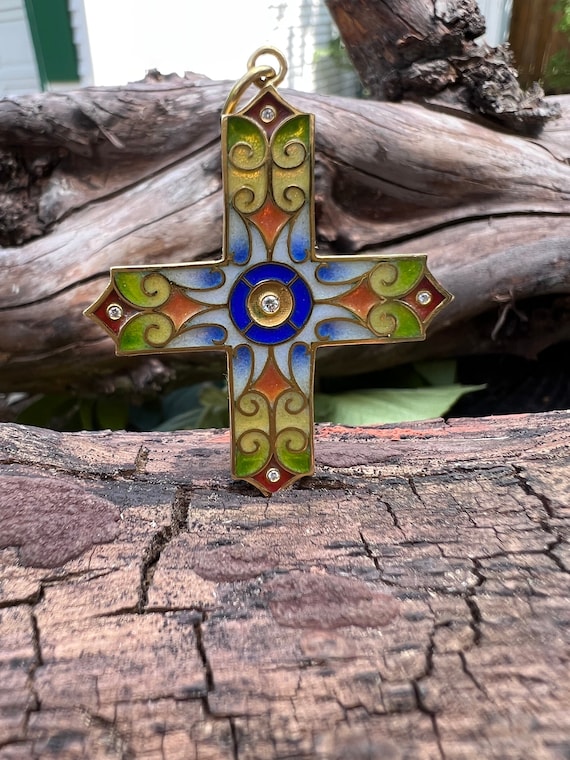 Enamel Cross, Ornate Gold Cross, Masriera Cross, … - image 1