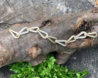 Gold Diamond Bracelet, Oval Link Bracelet, Two Tone Bracelet, Stacking Bracelet