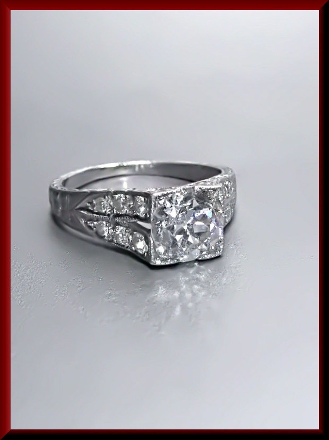 Art Deco Diamond Engagement Ring Antique Diamond Engagement - Etsy