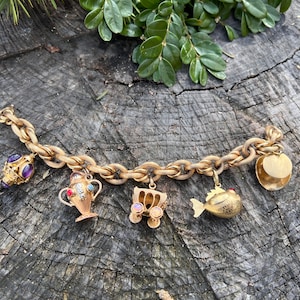 18K Yellow Gold Multi Stone Charm Bracelet , Large Charm Bracelet, Heavy Charm Bracelet