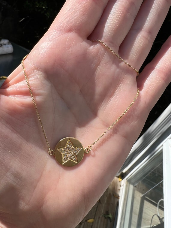 Diamond Star Necklace, Gold Star Pendant, Star Jew