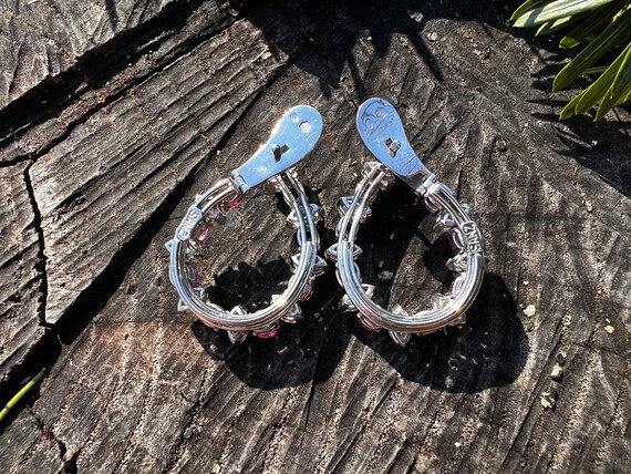 Gold Ruby Earrings, Ruby Drop Earrings, Ruby Diam… - image 9