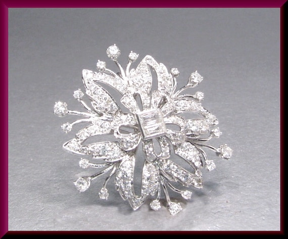 珍しい Platinum 1940's Retro Vintage Antique Diamond Floral Spray アクセサリー