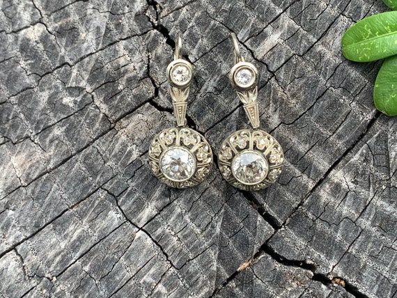 Deco Diamond Dangle Earrings, Art Deco Drops, Dia… - image 5