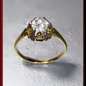 Victorian Diamond Engagement Ring Vintage Diamond Engagement Ring 18K Yellow Gold Diamond Engagement Ring Wedding Ring ER 450M image 4