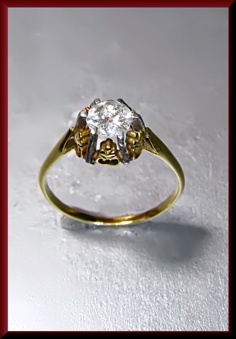 Victorian Diamond Engagement Ring Vintage Diamond Engagement Ring 18K Yellow Gold Diamond Engagement Ring Wedding Ring ER 450M image 4