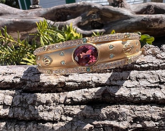 Tourmaline Bangle, Tourmaline  Bracelet, Pink Tourmaline Bangle, October Birthstone