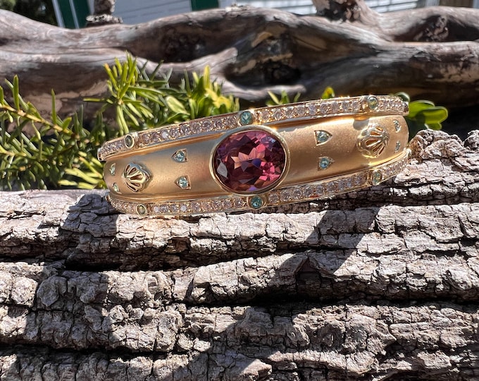 Tourmaline Bangle, Tourmaline  Bracelet, Pink Tourmaline Bangle, October Birthstone