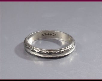 Vintage Diamond Wedding Band Vintage Wedding Band Vintage Eternity Band 14K White Gold Wedding Ring - R 540M