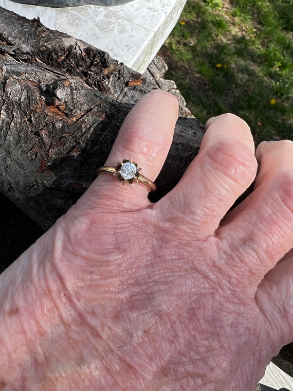 Victorian Engagement Ring, Yellow Gold Diamond En… - image 3