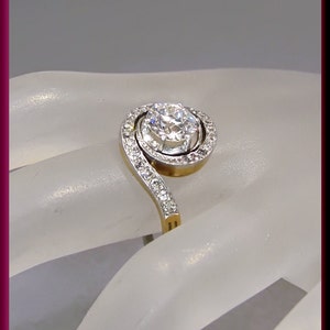 Antique Diamond Engagement Ring Edwardian Engagement Ring with Old European Cut Diamond Platinum and 14K Yellow Gold Wedding Ring - ER 526S image 4