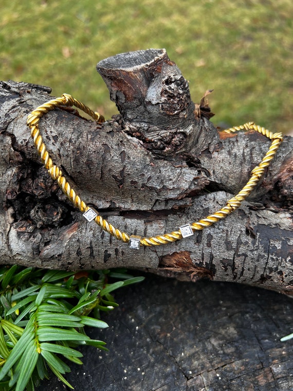 Gold Diamond Choker, Diamond Choker Necklace, Gol… - image 1