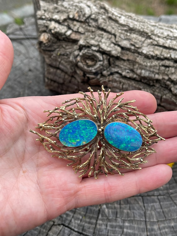 Boulder Opal Pendant, Boulder Opal Flower Brooch,… - image 10