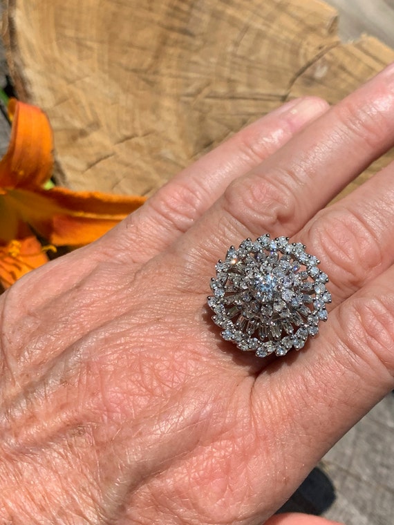 Diamond Cluster Ring, Baguette Diamond Ring, Marq… - image 6