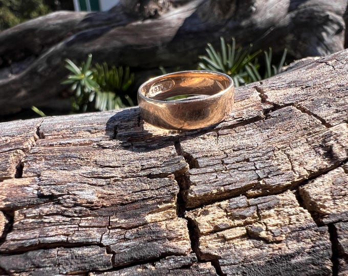 Victorian Gold Band, 14K Gold Band, Wide Gold Band, Gold Stacking Band, Gold Band Size 5 3/4