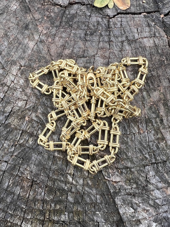 Chunky Gold Necklace, Paper Clip  Link Necklace, … - image 1