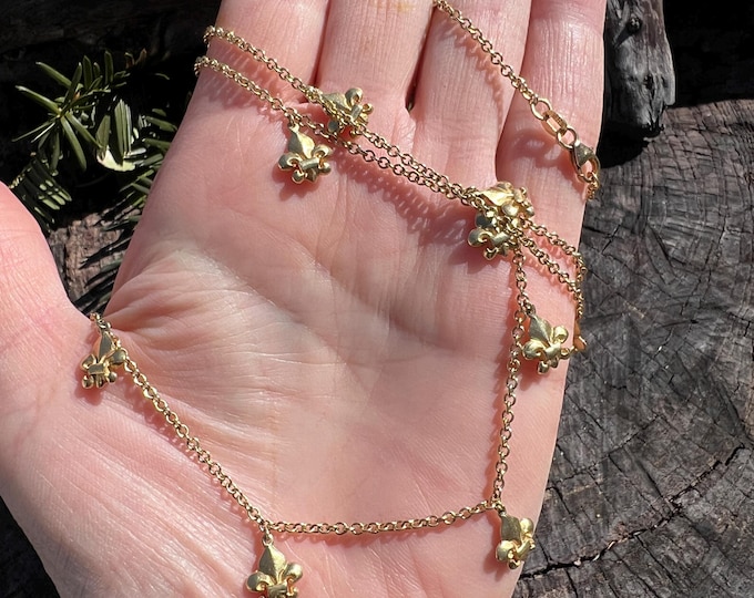 Fleur de Lis, Fleur de Lis Necklace, Gold Fleur de Lis Chain,  Fleur de Lis Jewelry