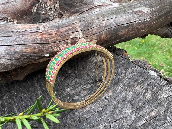 Ruby and Emerald Bangle, Wide Ruby Bangle, Wide E… - image 10