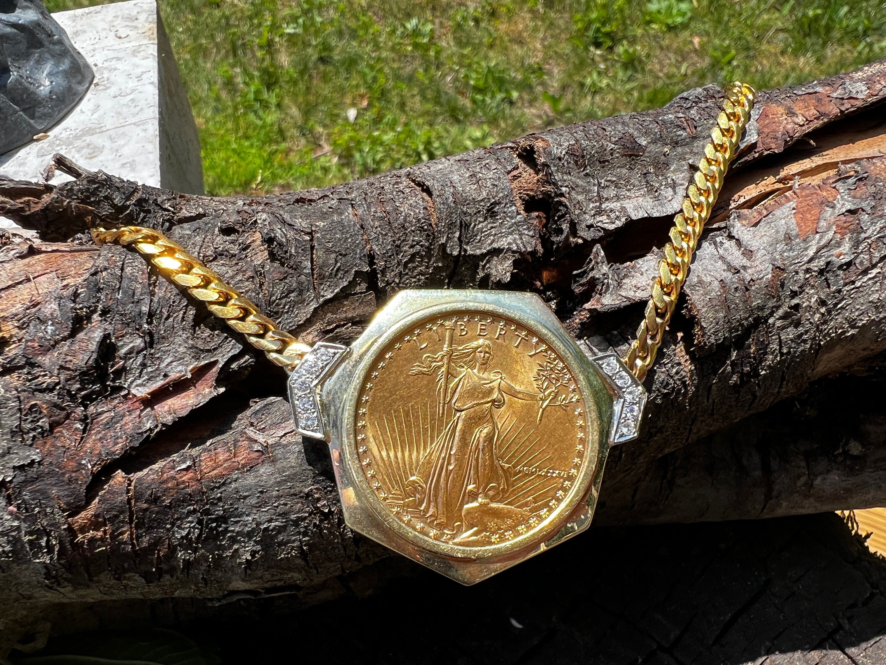 Gold Coin Pendant Liberty Coin Choker 