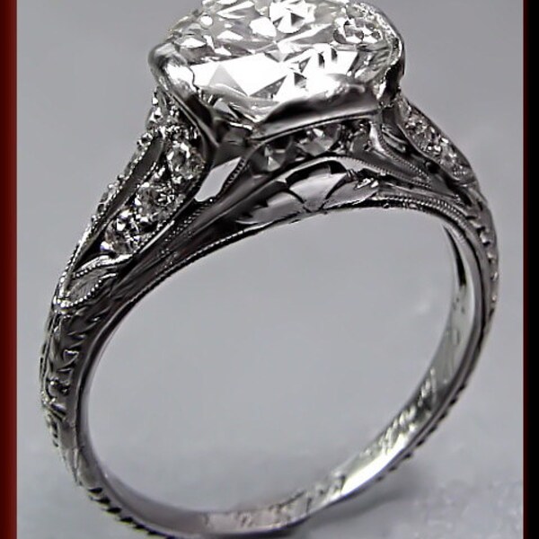 Antique Vintage Art Deco 1920's Platinum Diamond Engagement Ring