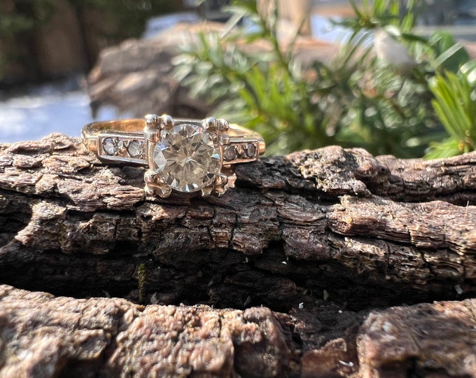 Retro Engagement Ring, 1940s Engagement Ring, Antique Engagement, Conflict Free, Alternative Ring, Minimalist Ring