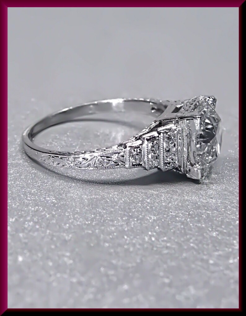 Art Deco Engagement Ring Antique Engagement Ring Statement Ring Alternative Engagement Ring Art Deco Ring Filigree Ring Platinum Dainty Ring image 3