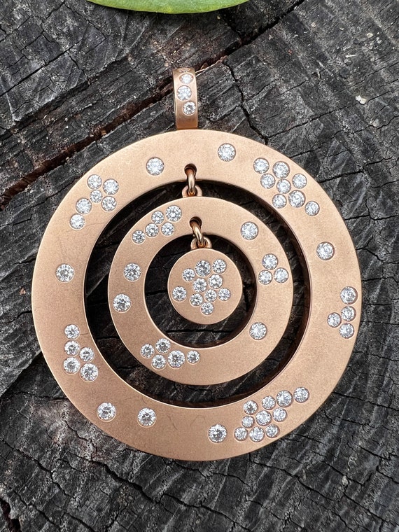 Large Circle Pendant, Diamond Disc Pendant, Diamon