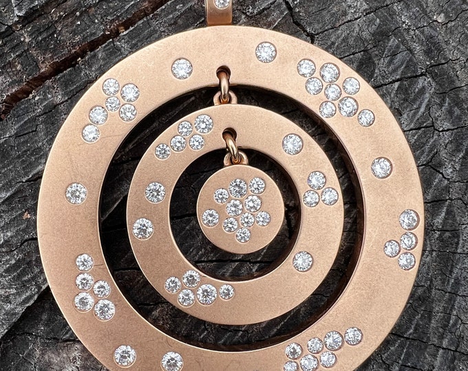 Large Circle Pendant, Diamond Disc Pendant, Diamond Circle Pendant, Circle Pendant, Diamond Penant
