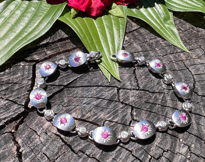Pink Topaz Bracelet, Pink Topaz Tennis Bracelet, Hans Cullmann Bracelet