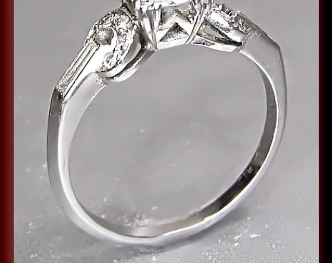 Vintage Diamond Engagement Ring Art Deco Diamond Engagement Ring with Old European Cut Diamond Platinum Wedding Ring  - ER 423M